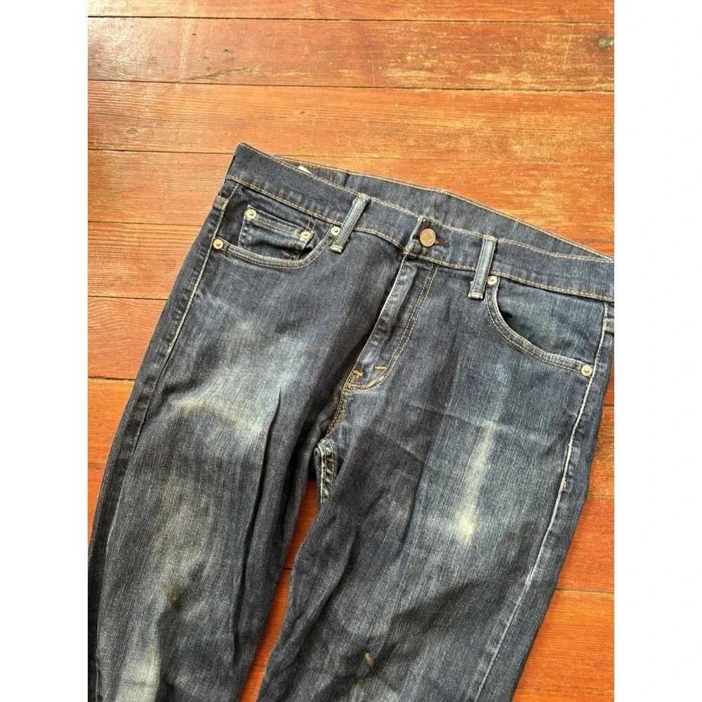 Levi Strauss 513 Men's Jeans 30x32 Medium Blue Wash Slim Straight Distressed